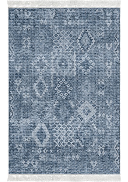 Dijital Mutfak Halısı Star Pamuk Kaymaz Taban Saçaklı Iskandinav Lorene Lacivert fiyatları