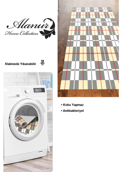Dijital Mutfak Halısı Trend Keçe Kaymaz Taban Modern Lee Krem modelleri
