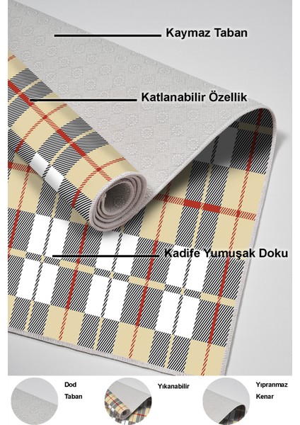 Dijital Mutfak Halısı Trend Keçe Kaymaz Taban Modern Lee Krem indirimleri