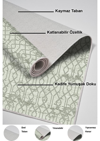 Dijital Mutfak Halısı Trend Keçe Kaymaz Taban Modern Eliana Yeşil indirimleri
