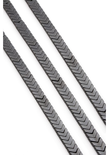 Hematit Doğal Taş Parlak Füme Çavuş Kesim 7X2MM Dizi
