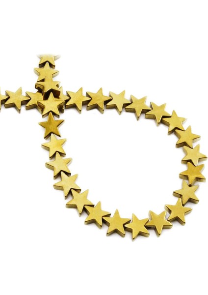 Hematit Doğal Taş Parlak Gold Yıldız Kesim 8mm Dizi