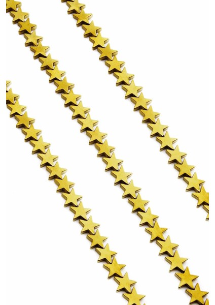 Hematit Doğal Taş Parlak Gold Yıldız Kesim 8mm Dizi fiyatları