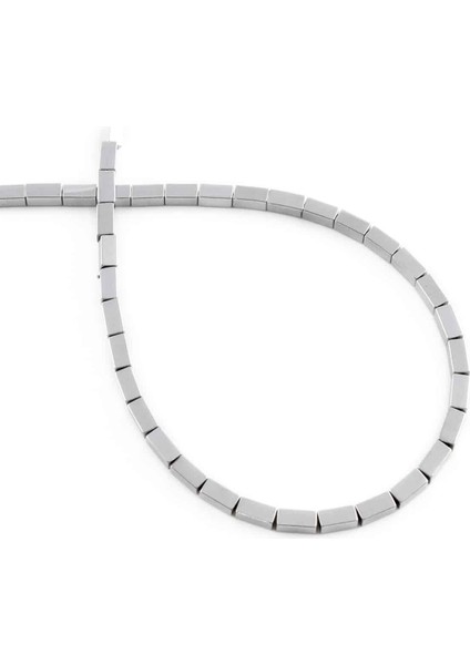 Hematit Doğal Taş Parlak Gümüş Dikdörtgen Kesim 2X4MM Dizi