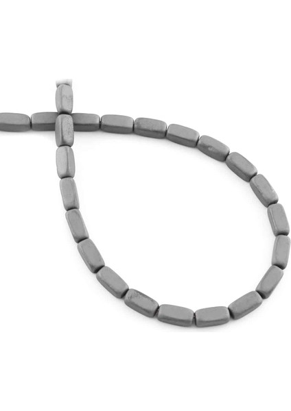 Hematit Doğal Taş Mat Gri Dikdörtgen Kesim 4X8MM Dizi