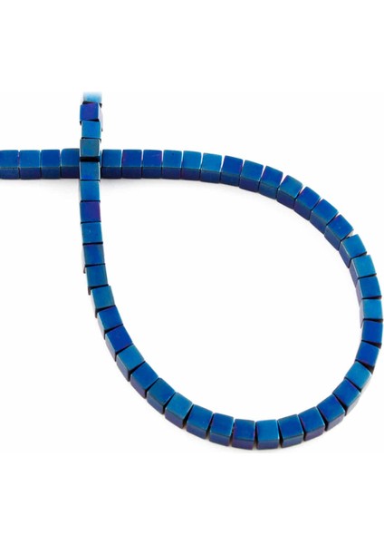 Hematit Doğal Taş Mat Mavi Küp Kesim 3X3MM Dizi