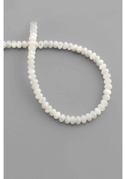 Sedef Doğal Taş Parlak Beyaz Rondela Kesim 6X4MM Dizi [aa]