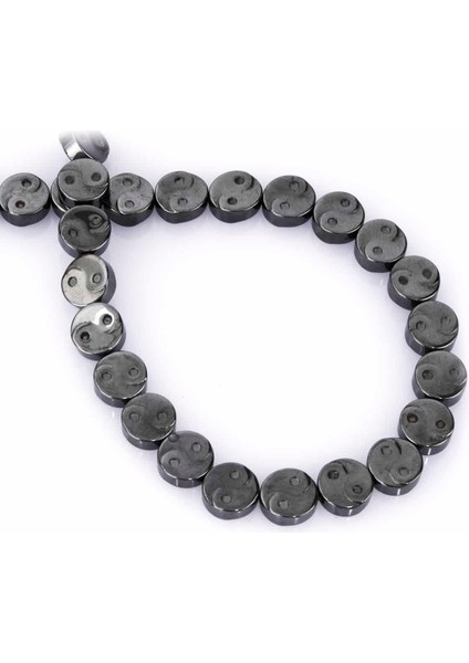 Hematit Doğal Taş Füme Daire Kesim 10X3MM Dizi