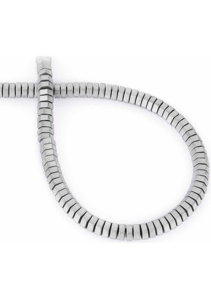Hematit Doğal Taş Mat Açık Gri Vida Rondela Kesim 6X2MM Dizi