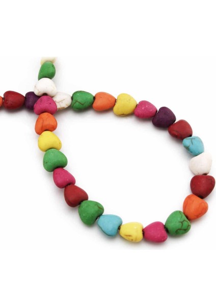 Turkuaz Sıkma Doğal Taş Karışık Kalp Kesim Karışık 8X4MM Dizi