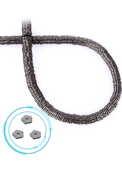 Hematit Doğal Taş Füme Rondela Kesim 6X1MM Dizi