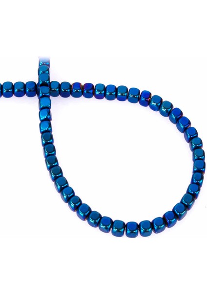 Hematit Doğal Taş Parlak Mavi 4X4MM Dizi