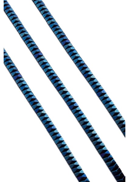 Hematit Doğal Taş Parlak Mavi Piramit Kesim Çift Delikli 6X3MM Dizi fiyatları