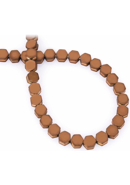Hematit Doğal Taş Mat Kahverengi Altıgen Kesim 7X4MM Dizi