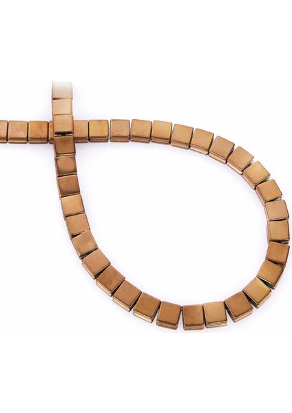 Hematit Doğal Taş Parlak Kahverengi Kare Kesim 6X6MM Dizi