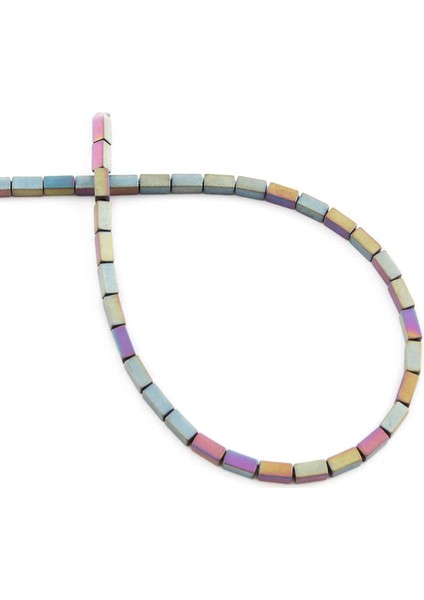 Hematit Doğal Taş Mat Gökkuşağı Dikdörtgen Kesim 2X4MM Dizi