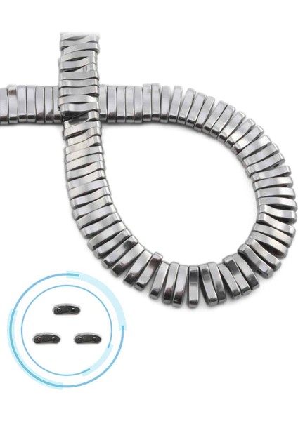 Hematit Doğal Taş Parlak Gümüş Çift Delikli 10X2MM Dizi