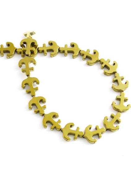 Hematit Doğal Taş Parlak Gold Gemi Çapası Kesim 13X11MM Dizi