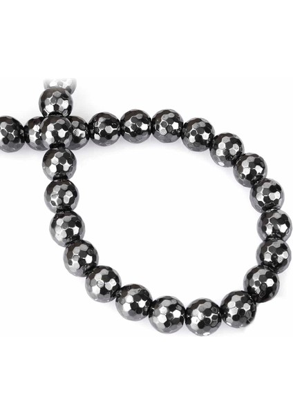 Hematit Doğal Taş Füme Küre Faset Kesim 10MM Dizi