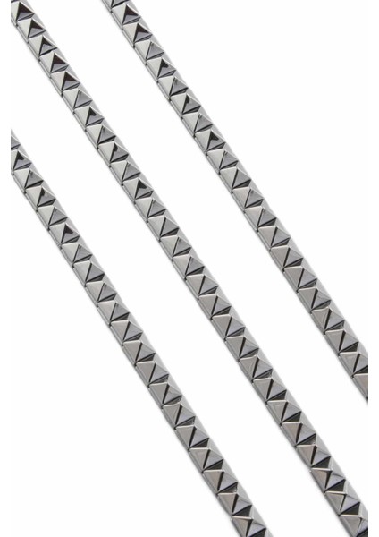 Hematit Doğal Taş Parlak Gümüş Piramit Kesim 6X6MM Dizi fiyatları