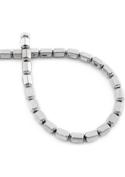 Hematit Doğal Taş Parlak Gümüş 4X6MM Dizi