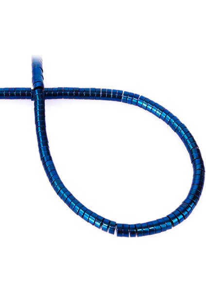 Hematit Doğal Taş Parlak Mavi Daire Kesim 4X2MM Dizi