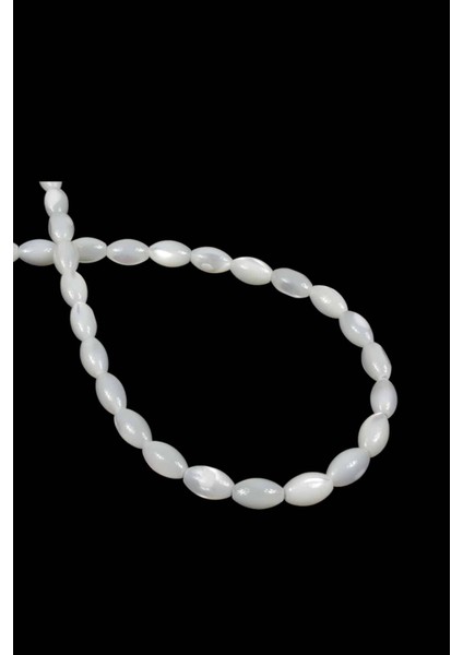 Sedef Doğal Taş Parlak Beyaz Arpa Kesim 5X8MM Dizi [aa]