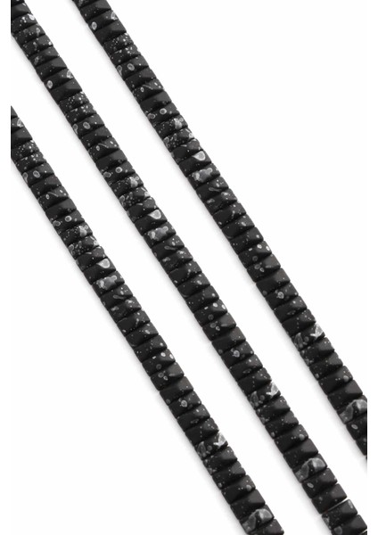 Hematit Doğal Taş Mat Benekli Siyah Piramit Kesim Çift Delikli 6X3MM Dizi fiyatları