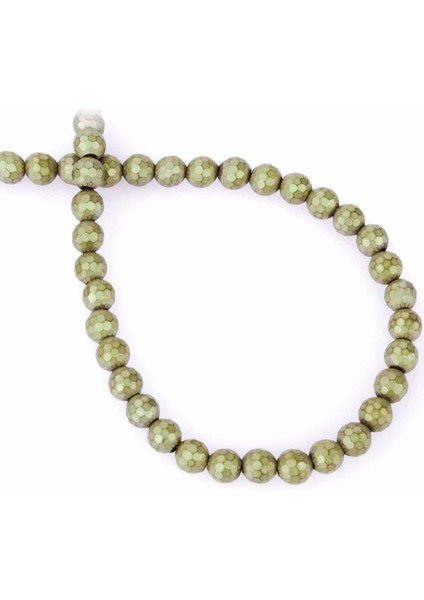 Hematit Doğal Taş Mat Açık Sarı Küre Faset Kesim 6mm Dizi