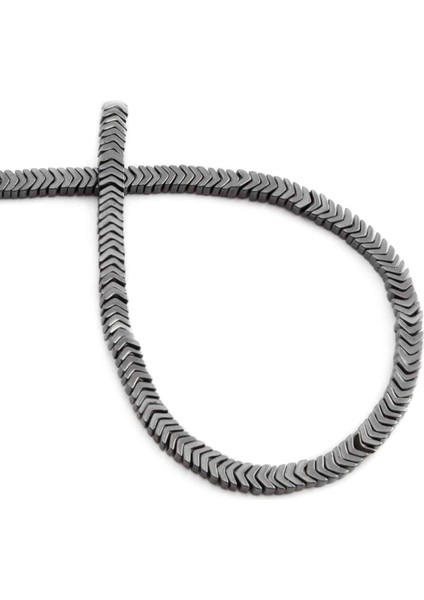 Hematit Doğal Taş Parlak Füme Çavuş Kesim 4X1MM Dizi