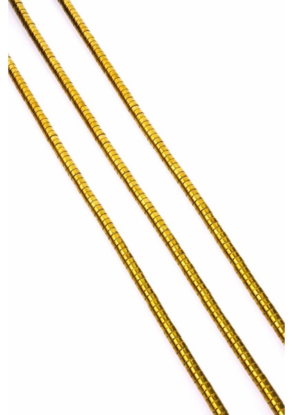 Hematit Doğal Taş Parlak Gold Daire Kesim 4X2MM Dizi