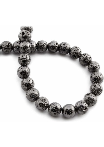 Hematit Doğal Taş Mat Pütürlü Füme Küre Kesim 9X9MM Dizi