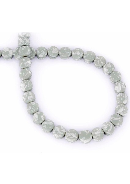 Hematit Doğal Taş Benekli Haki Yeşil Daire Kesim 8X4MM Dizi