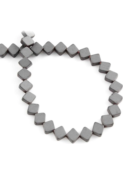 Hematit Doğal Taş Mat Gri Kare Kesim 6X6MM Dizi