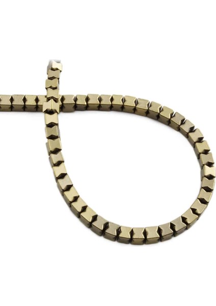 Hematit Doğal Taş Parlak Antik Sarı Küp Kesim 4X4MM Dizi