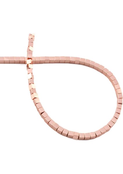 Hematit Doğal Taş Parlak Roz 3X3MM Dizi