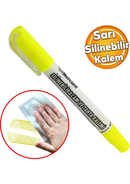Silinebilir Tebeşir Işaretleyici Mercure Sarı Kalem Metal Plastik Cam Ahşap Yüzey Yağlı Boya Uç