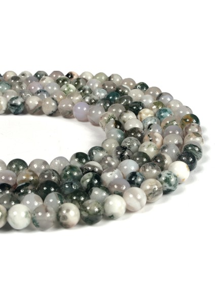 Yosunlu Akik Doğal Taş Parlak Benekli Yeşil Küre Kesim 6mm Dizi fiyatları