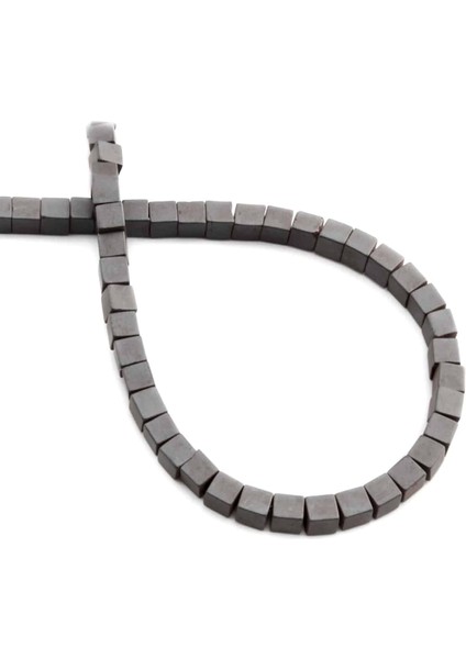 Hematit Doğal Taş Mat Gri Küp Kesim 4X4MM Dizi
