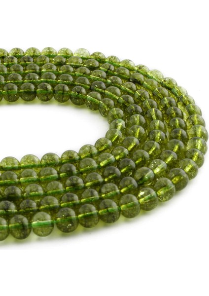 Peridot Doğal Taş Parlak Küre Kesim 6mm Dizi