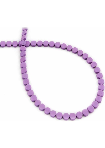 Hematit Doğal Taş Mat Açık Mor Altıgen Kesim 3X3MM Dizi