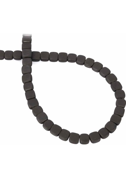 Hematit Doğal Taş Mat Siyah Kare Kesim 6X6MM Dizi