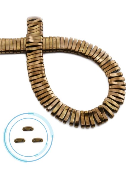 Hematit Doğal Taş Parlak Kahverengi Çift Delikli 10X2MM Dizi