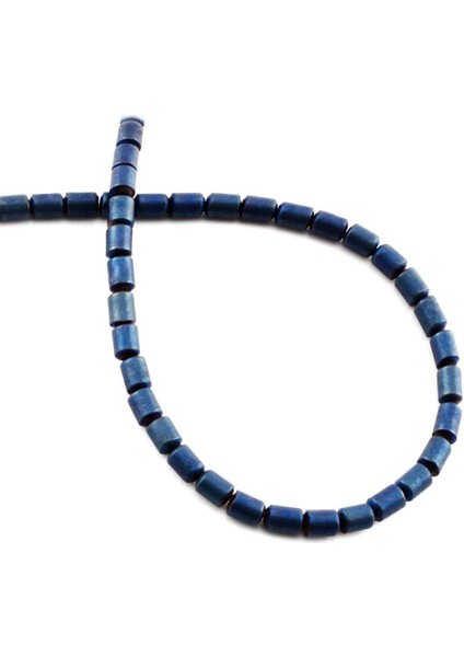 Hematit Doğal Taş Mat Mavi Silindir Kesim 4X5MM Dizi