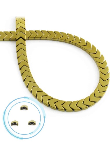 Hematit Doğal Taş Parlak Gold Çavuş Kesim Çift Delikli 6X3MM Dizi