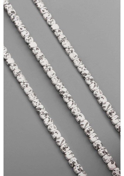 Hematit Doğal Taş Mat Benekli Beyaz Kare Kesim 6X6MM Dizi fiyatları