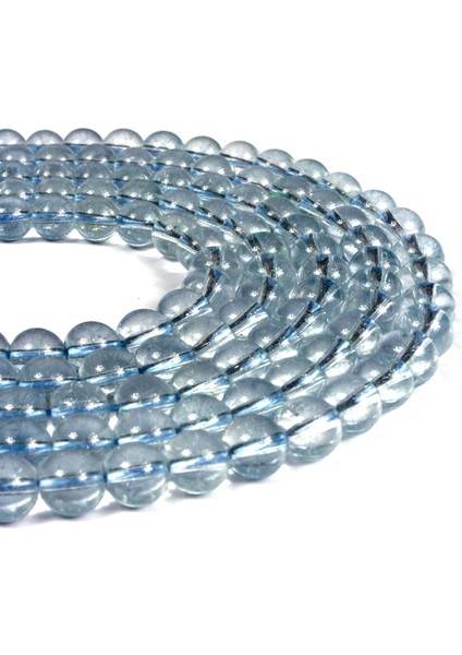 Topaz Doğal Taş Mavi Küre Kesim 8mm Dizi