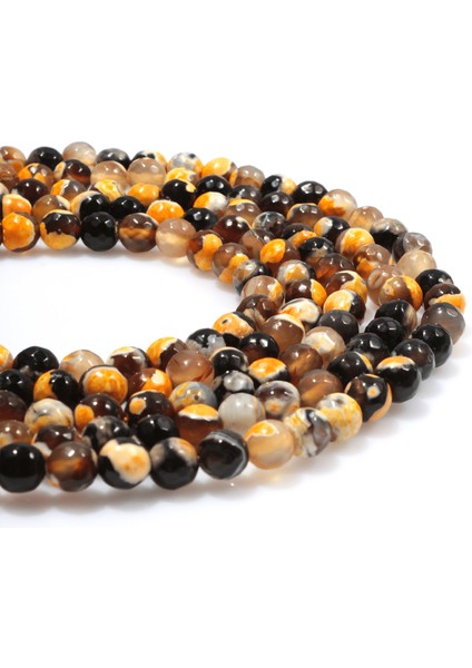 Akik Doğal Taş Küre Faset Kesim 8mm Dizi