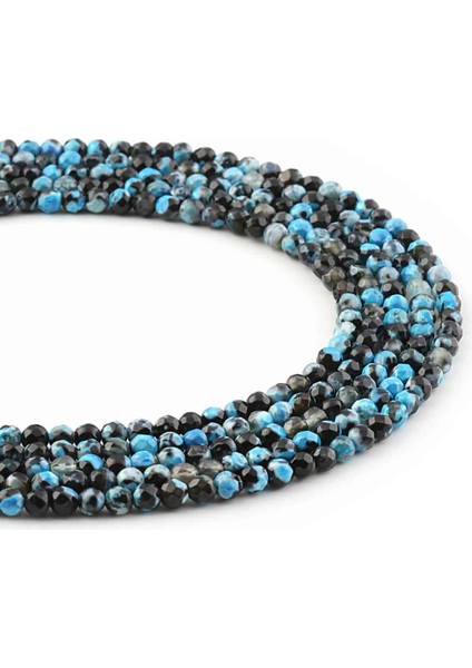 Pat Pat Akik Doğal Taş Mavi Küre Faset Kesim 4mm Dizi