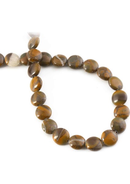 Jasper Doğal Taş Parlak Kahverengi Daire Kesim 10MM Dizi